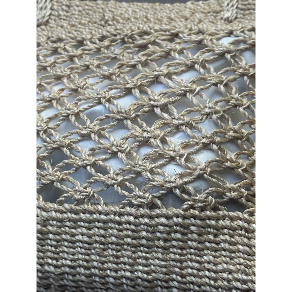 Straw Woven Women's Small Tote Bag With Zipper Natural Tan Beach Pool Shopping - Picture 2 of 8